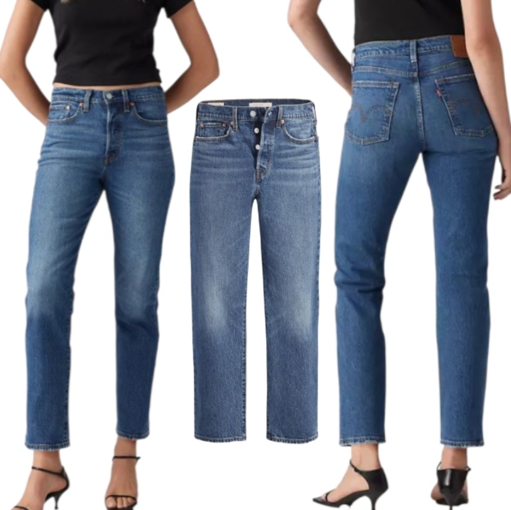 Levis Wedgie Premium Denim Straight Ankle Jeans Iconic Fit - Picture 5 of 13
